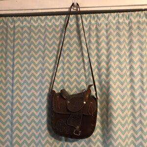 Vintage leather made in Mexico saddle shoulder bag purse